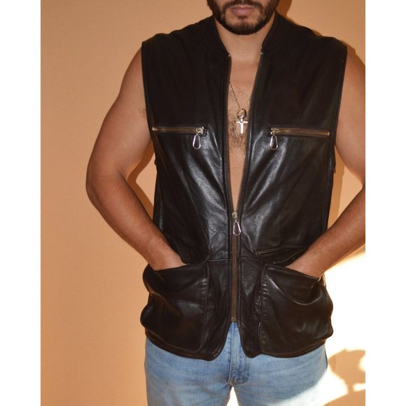 Nostalgic Faux Leather Brown Vest - Picture 2 of 3